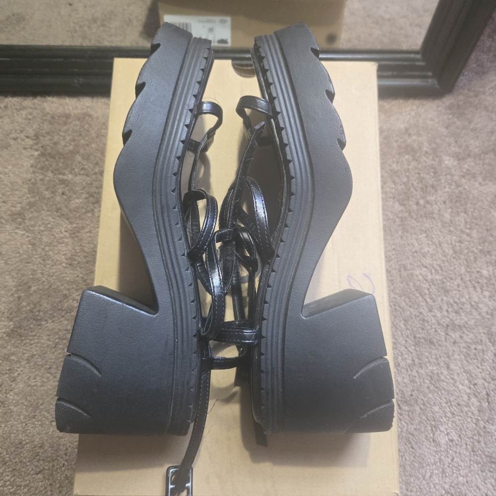 Black Platform Lace-Up Sandals